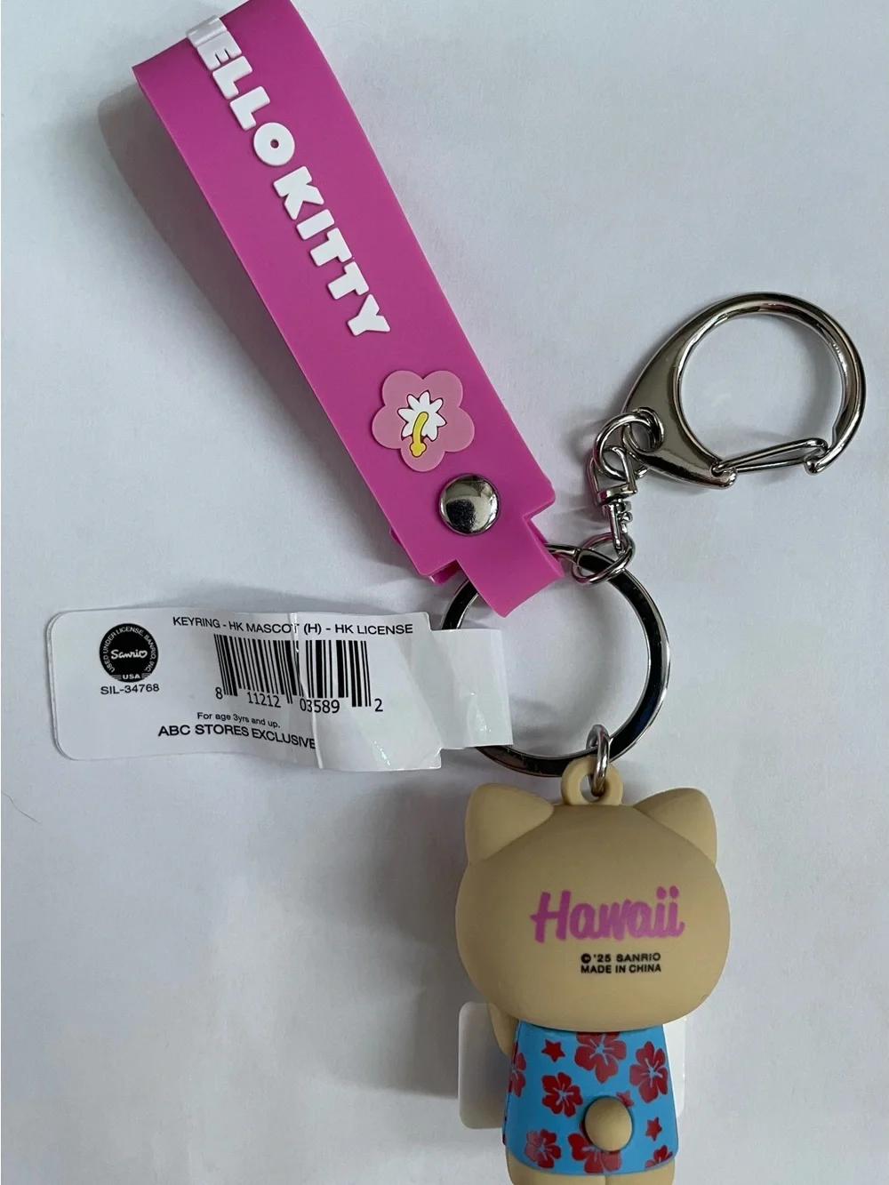 ABC Store Exclusive Hawaii Hello Kitty Pink Strap Keychain